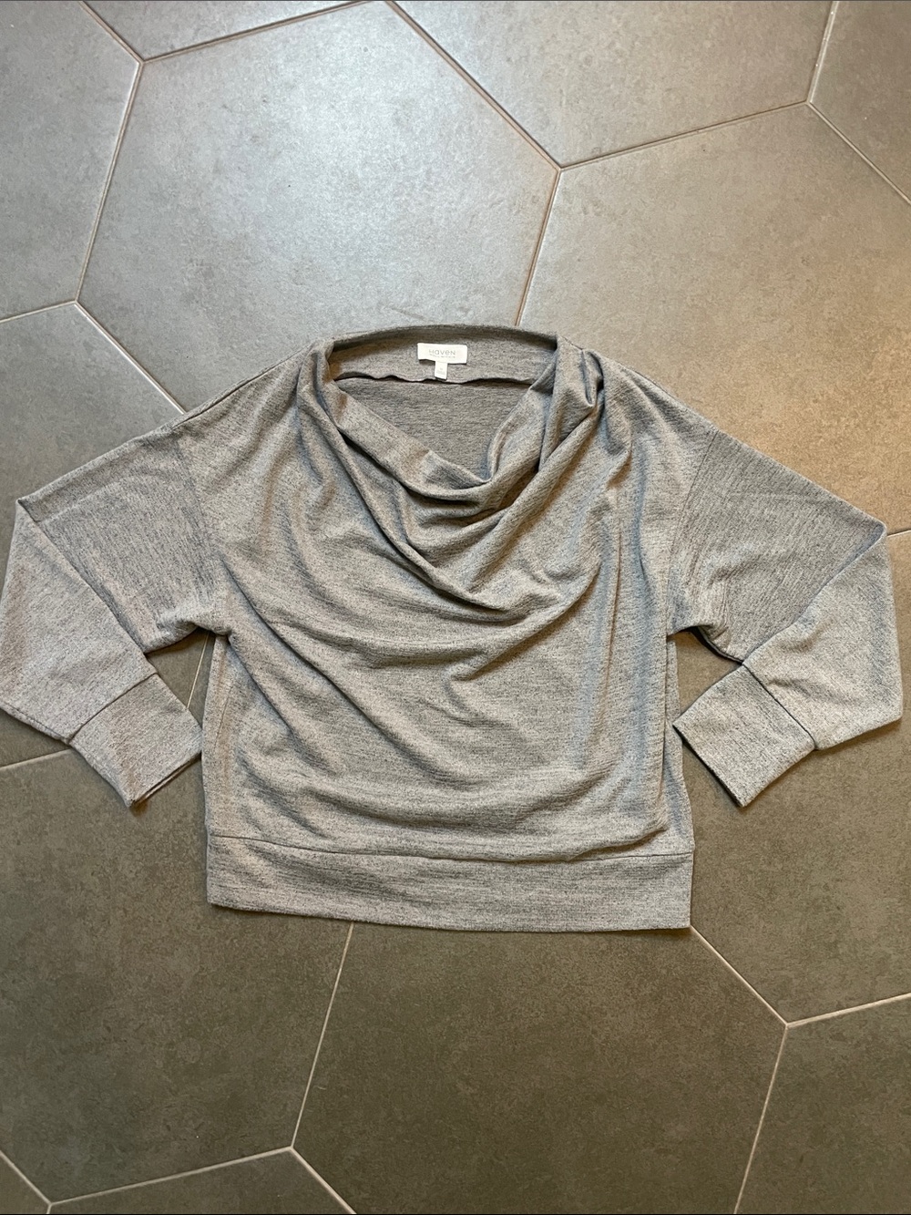 Haven Well Within Light Gray Draped Cowl-Neck Women's Sweater M